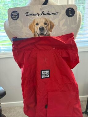 Tommy Bahama Red Reversible Water-Repellent Dog Jacket